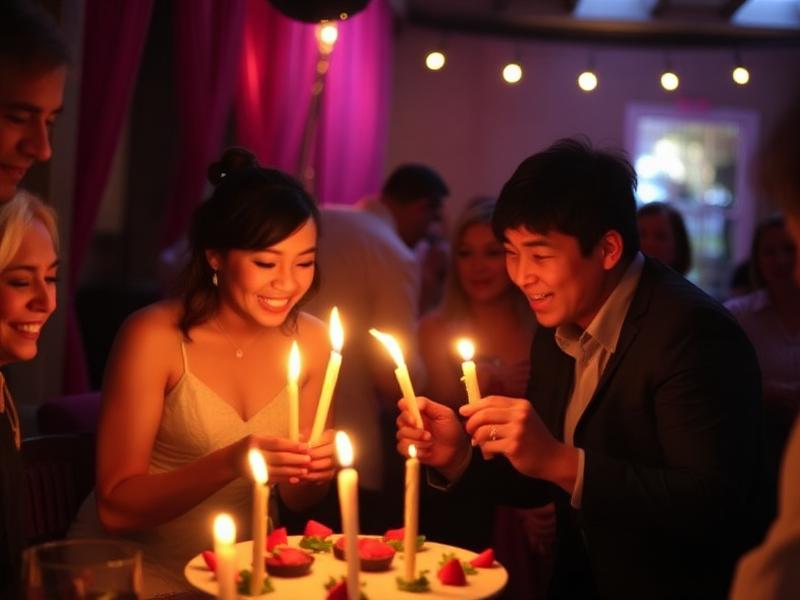 Candid birthday celebration with candles